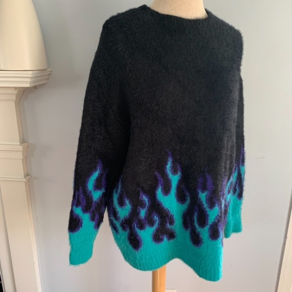 Adika “Slow burn” flame sweater in black blue & purple, made famous on TikTok - Picture 6 of 15